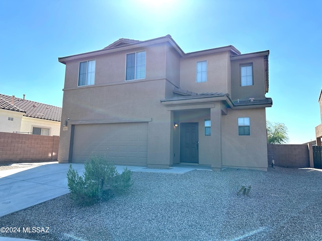 view of front of house with a garage