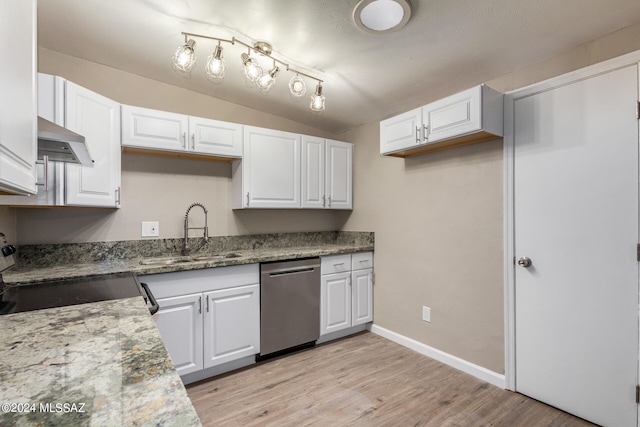 kitchen featuring white cabinetry, sink, and stainless steel dishwasher