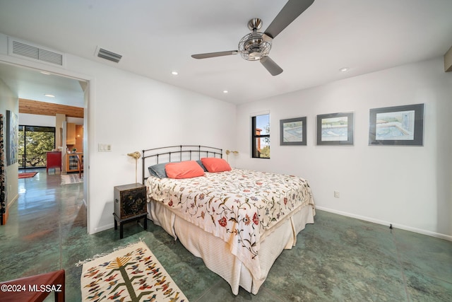 bedroom featuring ceiling fan