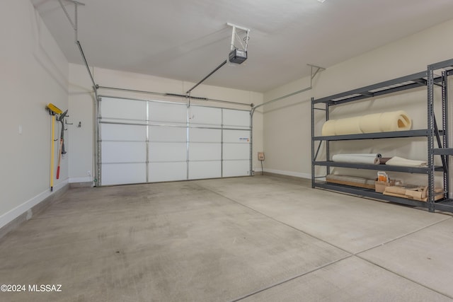 garage with a garage door opener