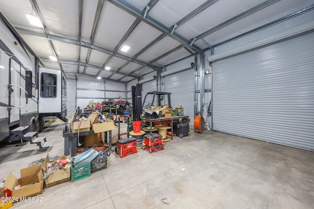 garage with metal wall