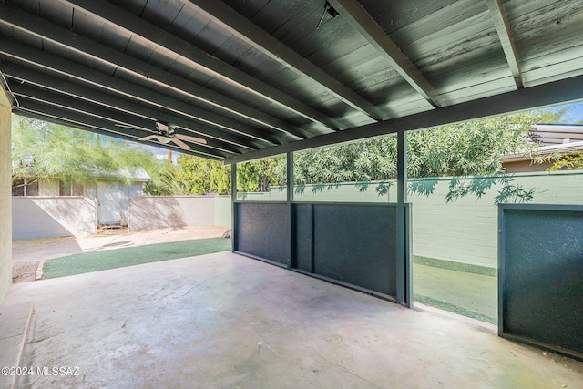 view of patio with ceiling fan