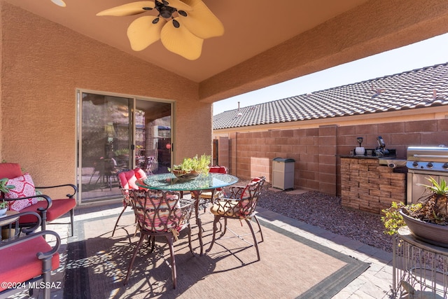 view of patio / terrace with ceiling fan