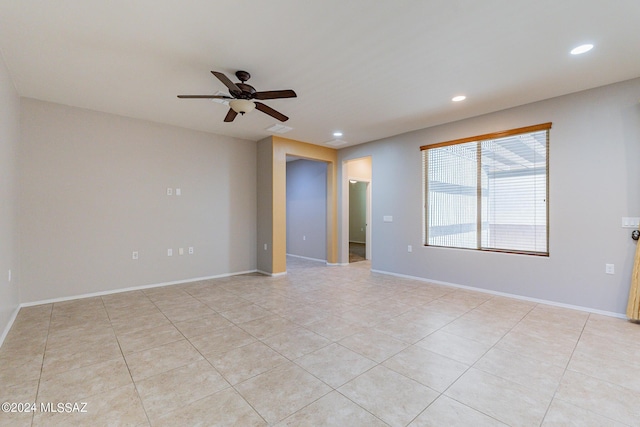 14031 E Troika St, Vail, AZ 85641 - unfurnished room featuring a ceiling fan, light tile patterned floors, and recessed lighting