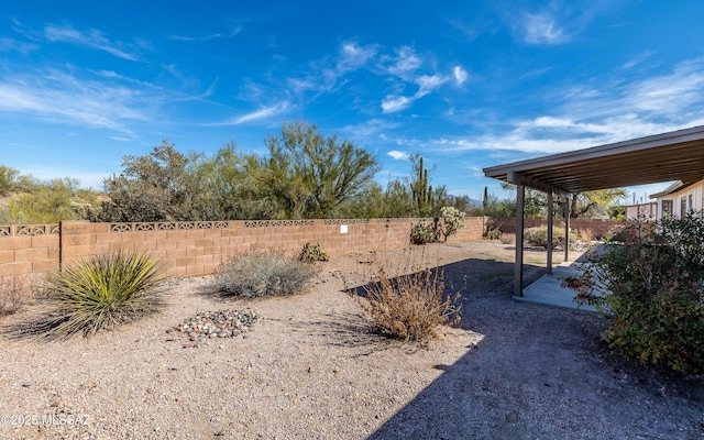 view of yard featuring a patio and a fenced backyard