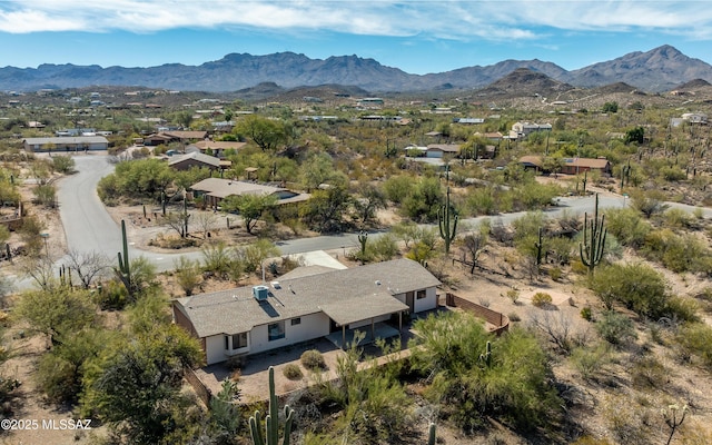 bird's eye view with a mountain view