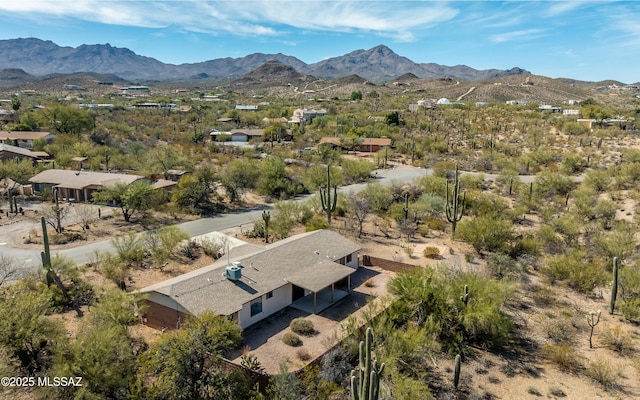 aerial view with a mountain view