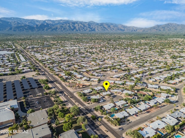 bird's eye view with a mountain view