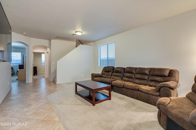 view of tiled living room