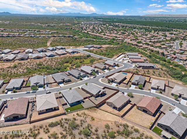 drone / aerial view featuring a mountain view