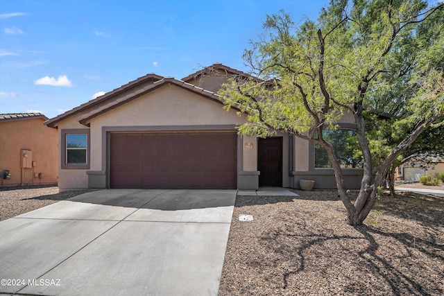 view of front of property with a garage