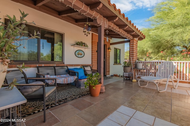 view of patio / terrace featuring an outdoor living space