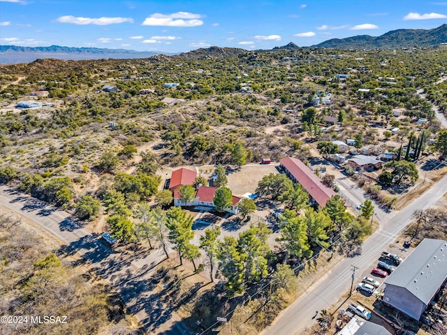 birds eye view of property featuring a mountain view