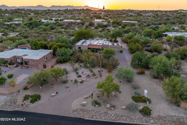 view of aerial view at dusk