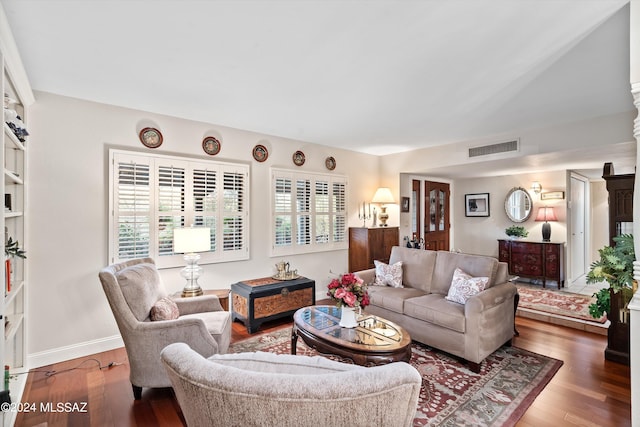 living room with hardwood / wood-style floors