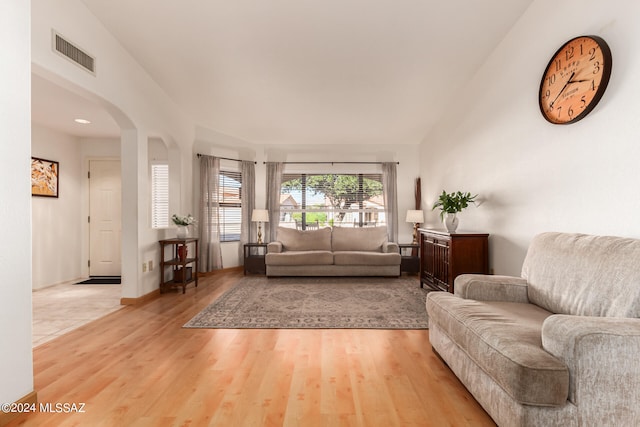 living room featuring light hardwood / wood-style flooring