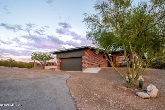 view of front of home featuring a garage