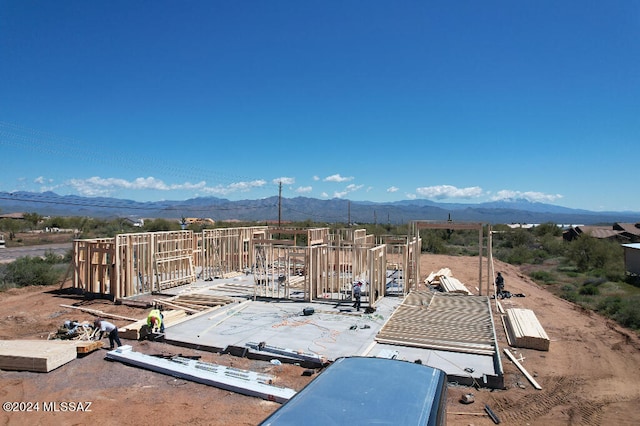 aerial view with a mountain view