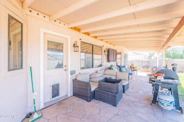 view of patio / terrace featuring an outdoor living space