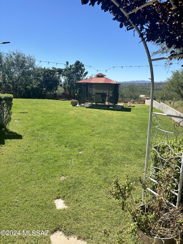 view of yard with a gazebo