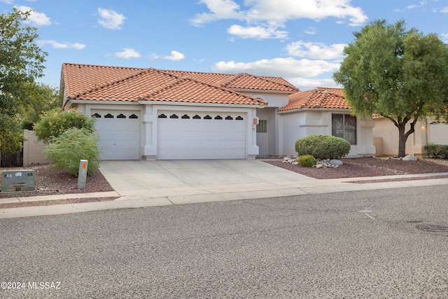 view of front of property with a garage