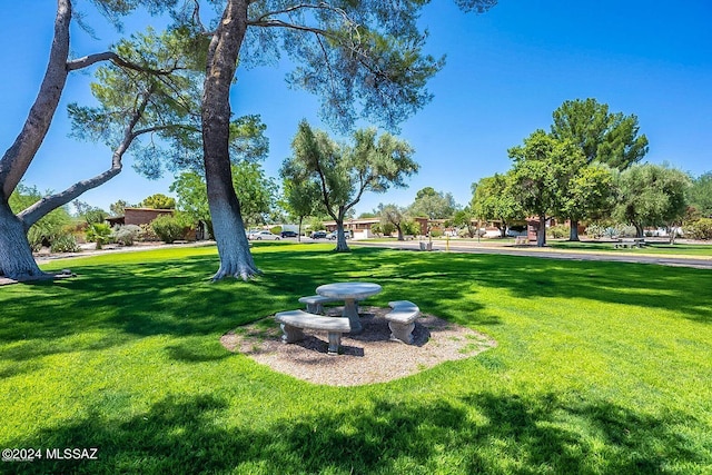 view of home's community with a yard