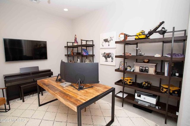 office area featuring recessed lighting