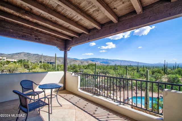 balcony with a mountain view