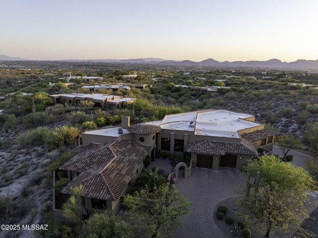 aerial view with a mountain view