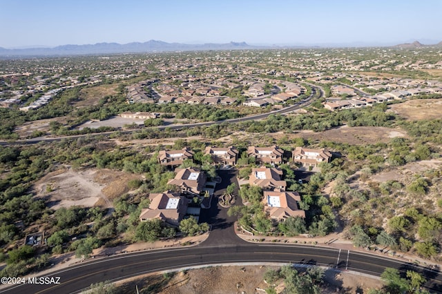 aerial view featuring a residential view and a mountain view