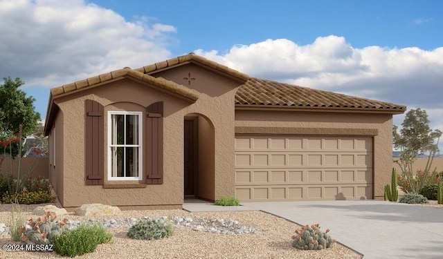 mediterranean / spanish-style house featuring a garage