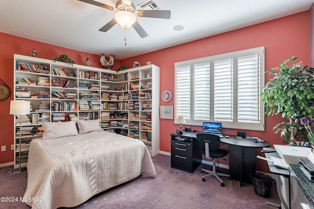 bedroom with carpet flooring and ceiling fan