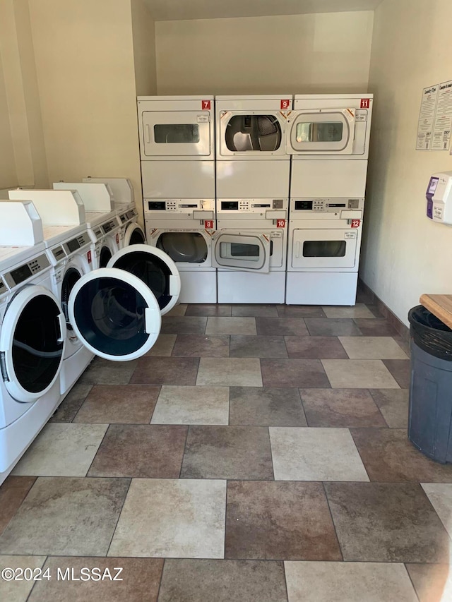 laundry area with stacked washer / dryer and separate washer and dryer