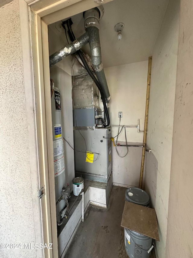 utilities with water heater and heating unit