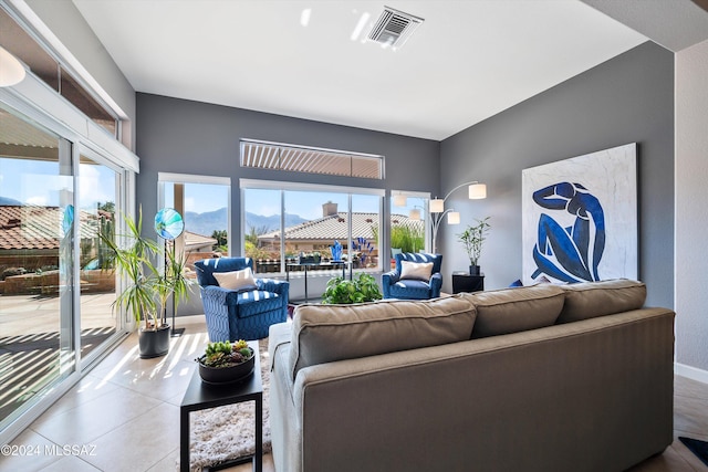 view of tiled living room