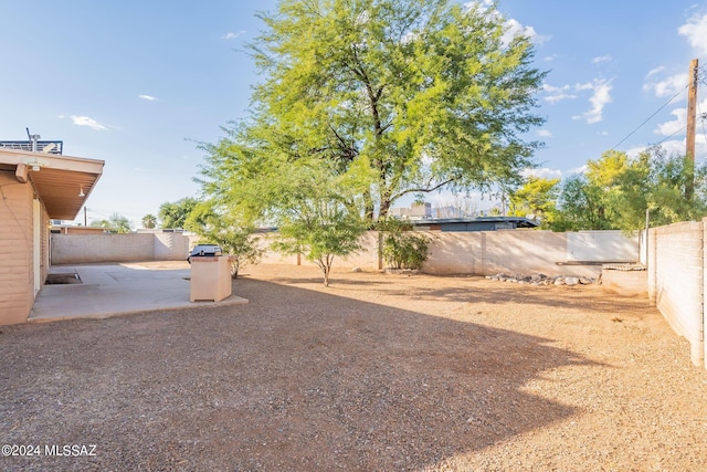 view of yard featuring a fenced backyard and a patio