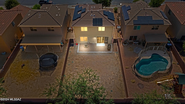 398 W Cedar Chase Dr, Green Valley, AZ 85614 - exterior space with a tiled roof, a playground, a residential view, and stucco siding