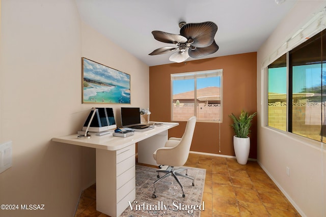 office featuring ceiling fan