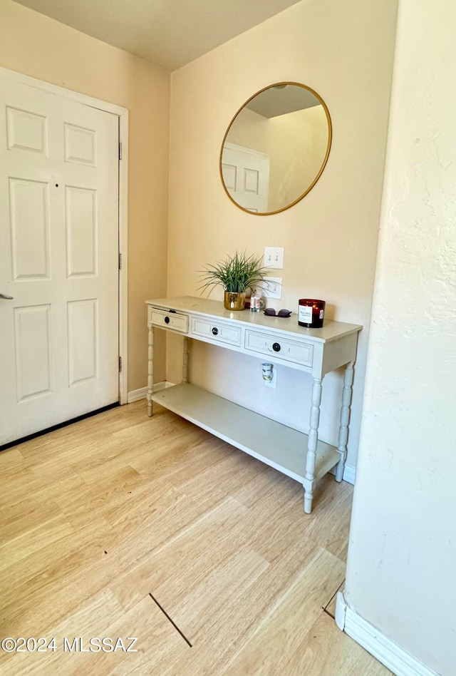 interior space with light hardwood / wood-style flooring