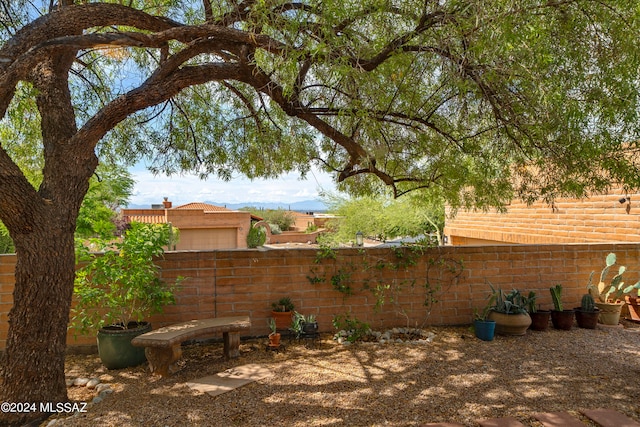 view of yard featuring a mountain view