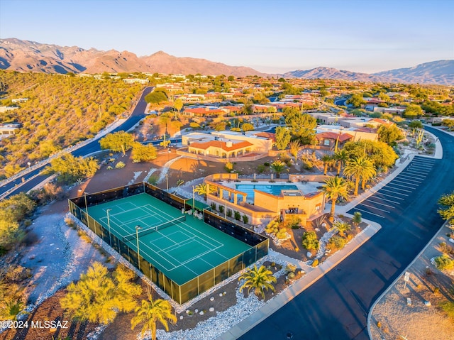 drone / aerial view with a mountain view