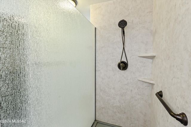 interior details featuring a shower