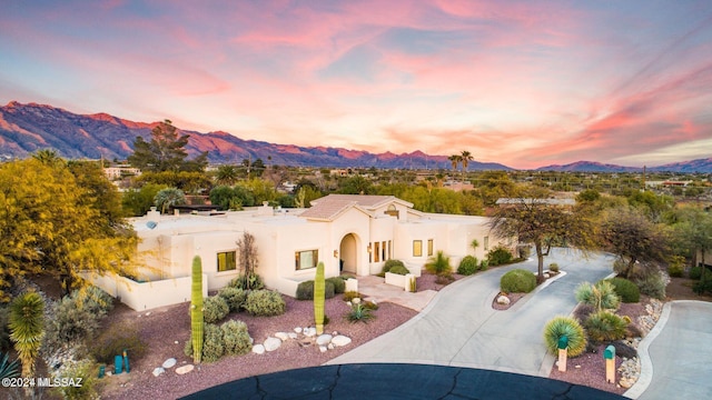 southwest-style home with a mountain view