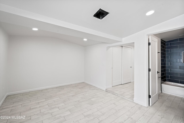 basement with light wood-type flooring