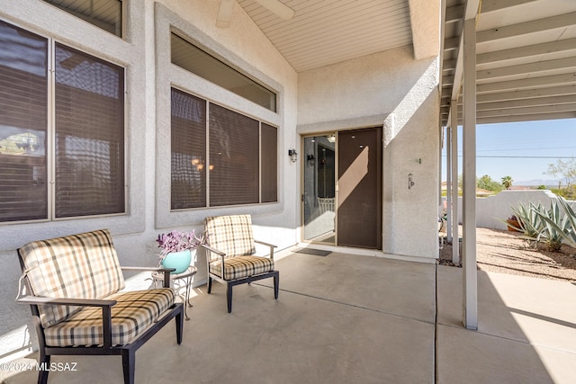 view of patio / terrace with ceiling fan