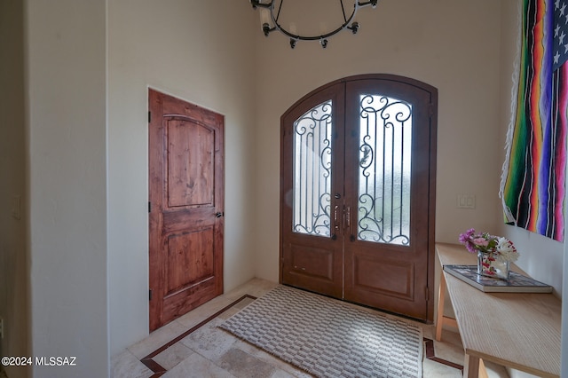 entrance foyer with french doors