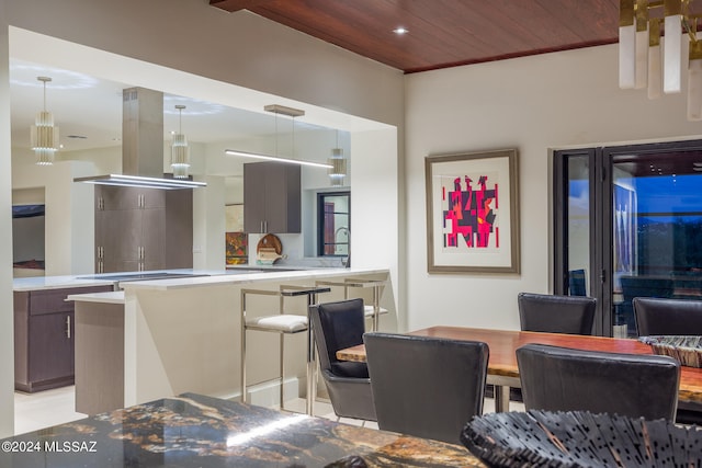 interior space featuring wood ceiling