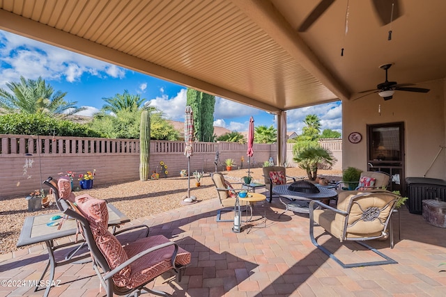 view of patio / terrace with ceiling fan