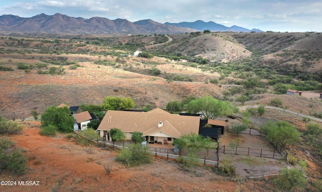 aerial view with a mountain view