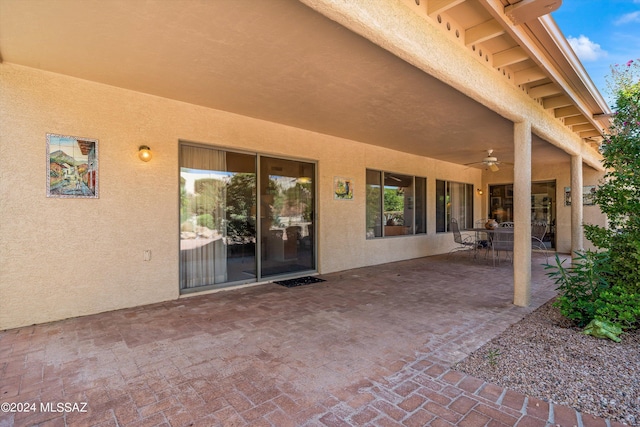 63156 E Flower Ridge Dr, Saddlebrooke, AZ 85739 - view of patio / terrace with a ceiling fan